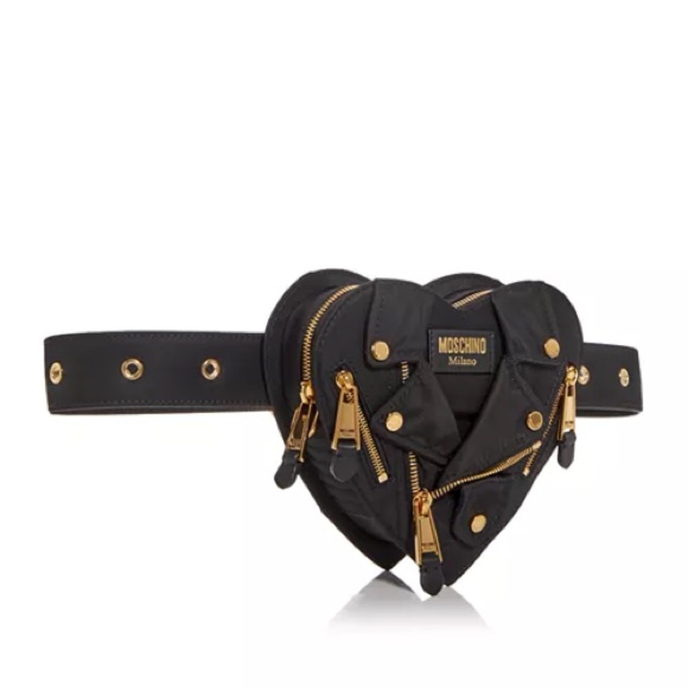 Moschino Moto Jacket Heart Satin Belt Bag